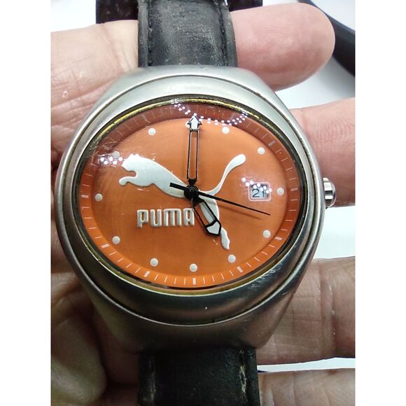 Puma PM550 Orange Face W/ Date Vintage Watch - Picture 1 of 8